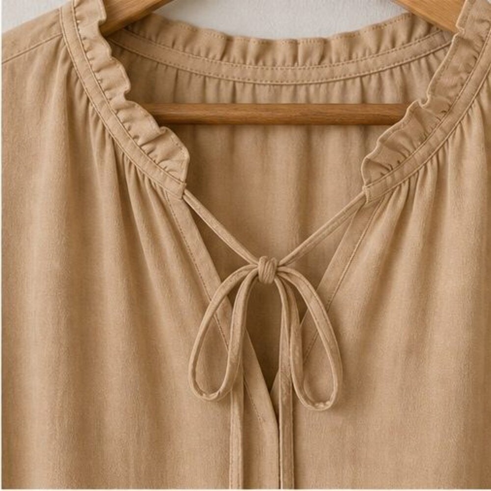 Camel Ruffle Blouse - Picture 4 of 6